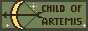 A small animated blinkie banner with a bow shooting an arrow and text that states: child of artemis